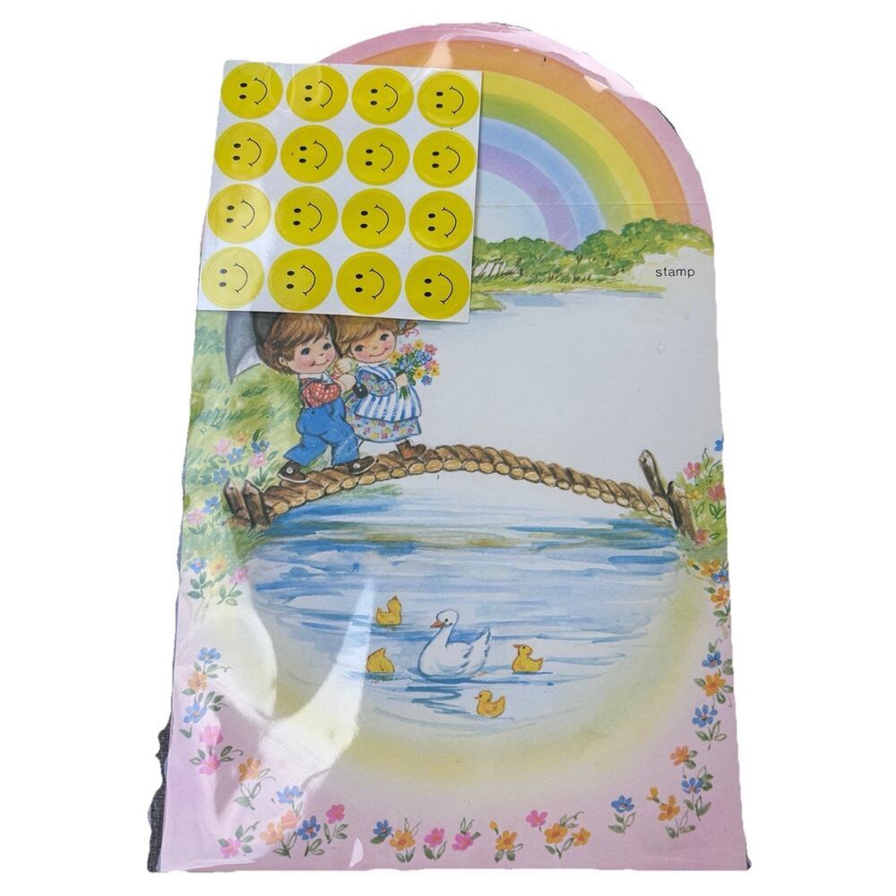 Little Rainbows Fold & Seal Card/Envelopes Vintage New Old Stock